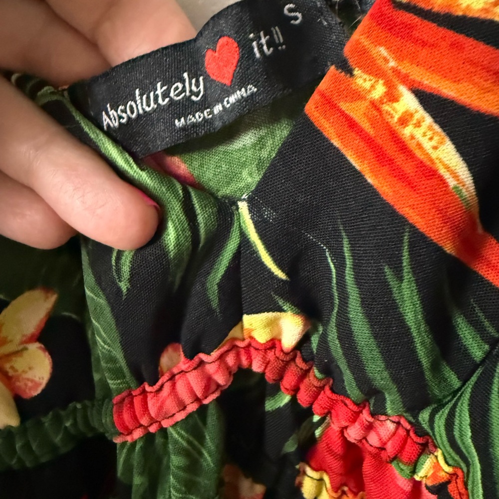 Absolutely It Tropical Floral Maxi Dress with Red Hibiscus - Picture 3 of 5
